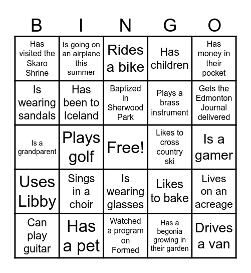 Getting to Know You Bingo Card