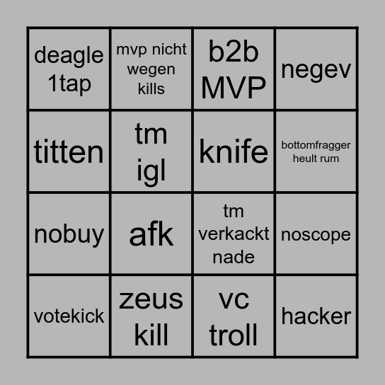Latenight cs Bingo Card