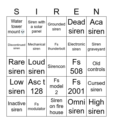 Tornado siren Bingo Card