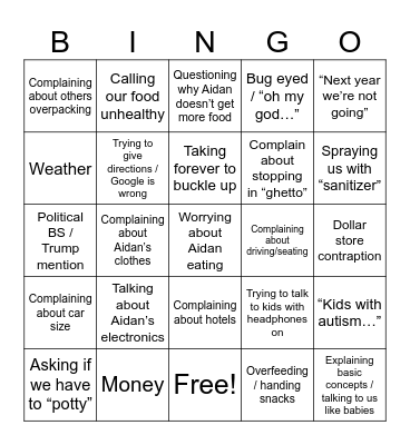 Numa Bingo Card