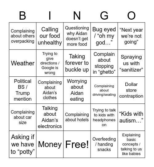 Numa Bingo Card