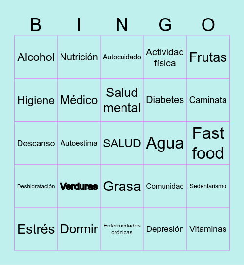 BINGO DE LA SALUD Bingo Card