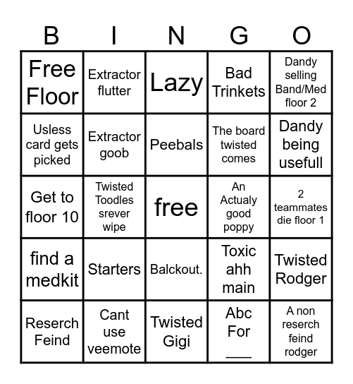 Dandys world bingo Card