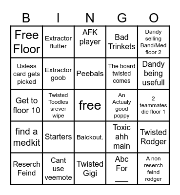 Dandys world bingo Card