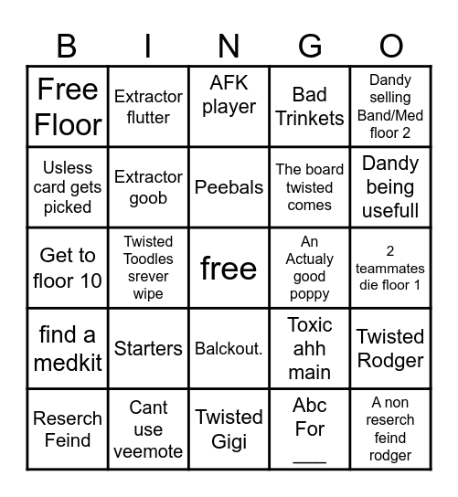 Dandys world bingo Card