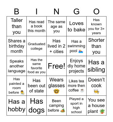 House Warming Bingo Card