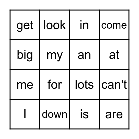 1G BINGO Card B Bingo Card