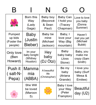 Ipsens babyshower Bingo Card