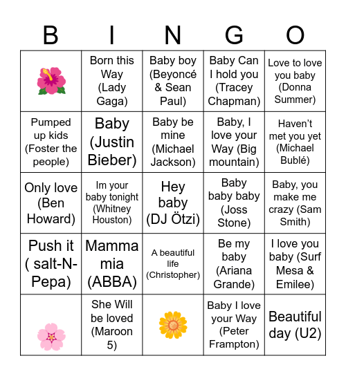 Ipsens babyshower Bingo Card