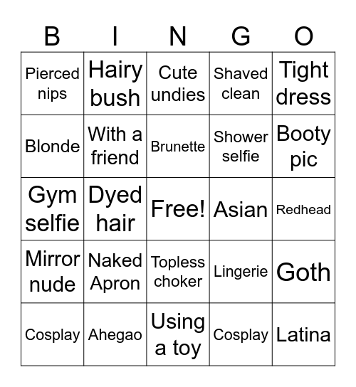 Nudes Bingo Card