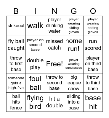 baseball Bingo Card