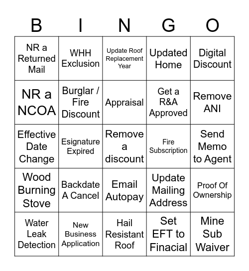 MERC 7 Trainee BINGO Card