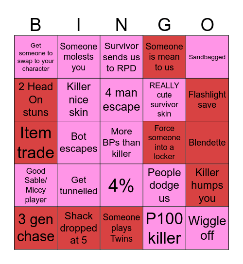 dbd Bingo Card