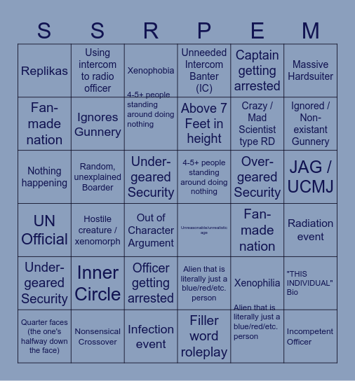 Starship Bingo Card