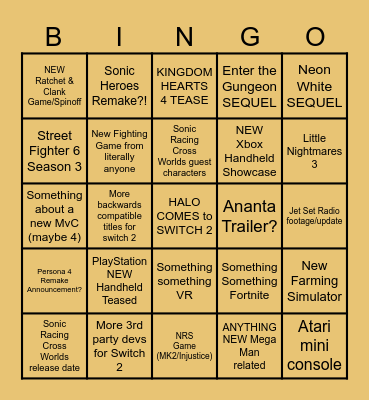 SUMMER GAME FEST BINGO Card