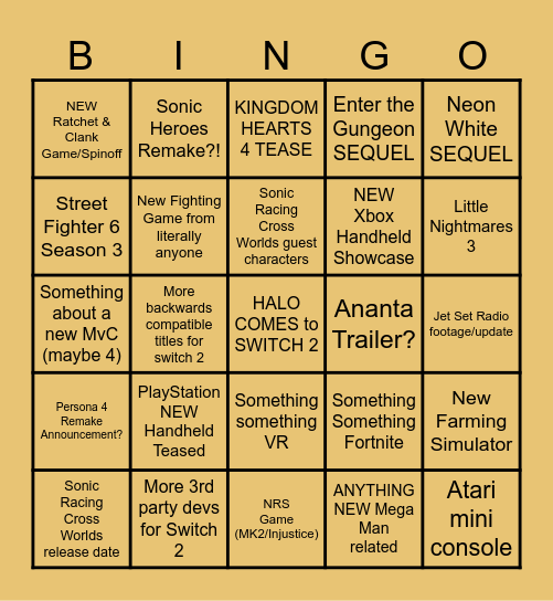 SUMMER GAME FEST BINGO Card
