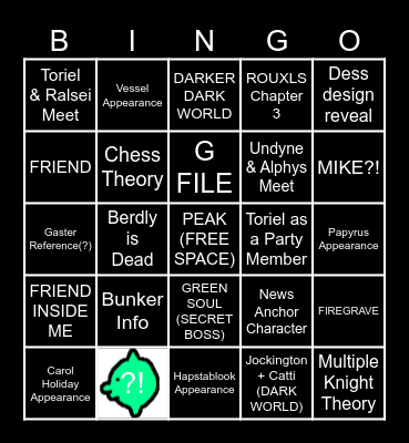 Deltarune Chapters 3 & 4 Bingo Card