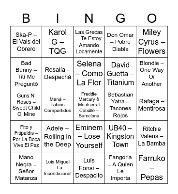 DANIELA'S BINGO! Bingo Card