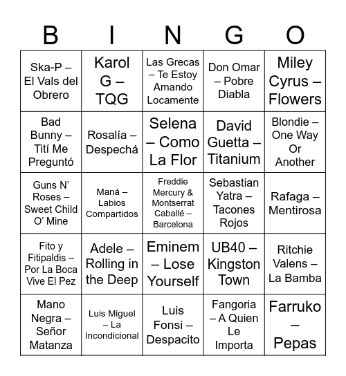 DANIELA'S BINGO! Bingo Card