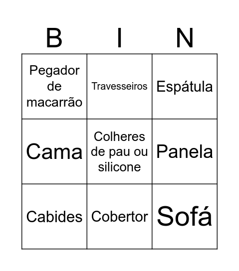 Bingo | Chá de Panela Rebeca e PEdro Bingo Card