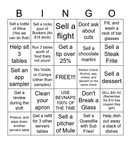SERVER BINGO Card