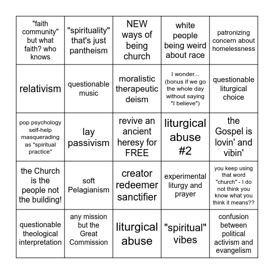 synnin at synod II Bingo Card
