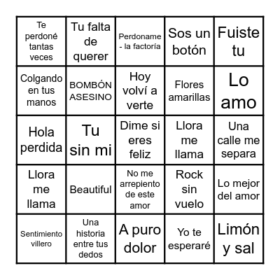 BINGO MUSICAL Bingo Card