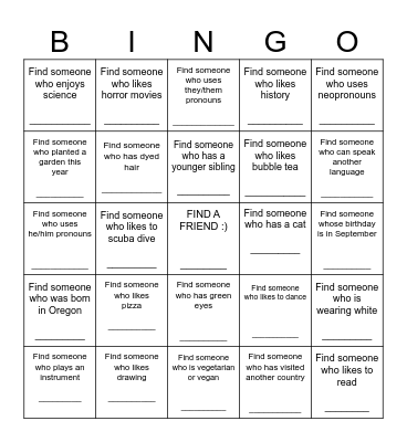 LGBT group People Bingo Card