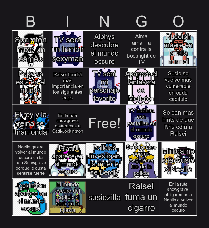 ROBIN: DELTARUNE CHAPTER 3 & 4 Bingo Card