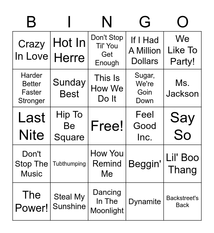 RAS MUSIC BINGO! Summer Pop Edition Bingo Card