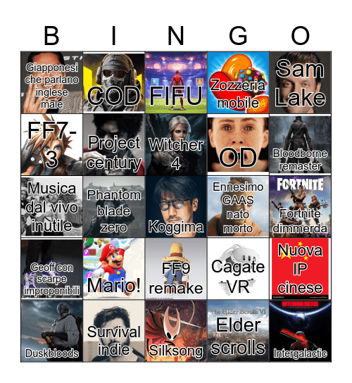 Summer Game Fest Bingo Card
