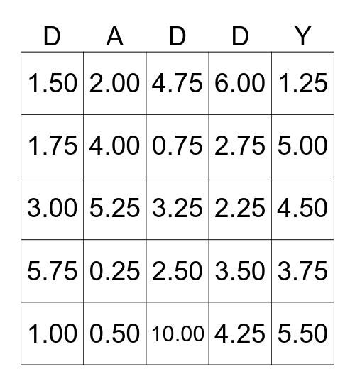The 'huh, 'yeah', 'what' Challenge-Daddy's Card Bingo Card