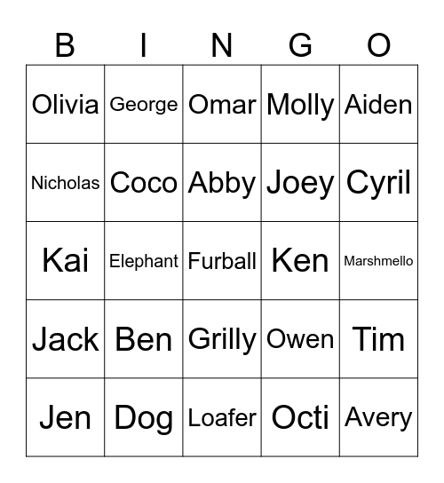 Squishmello Bingo Card