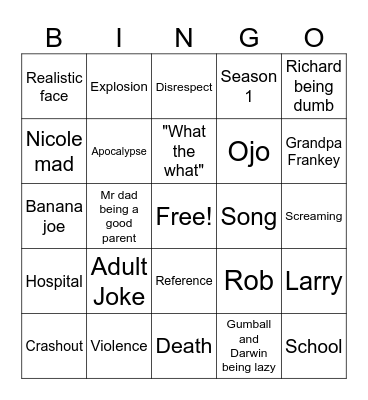 Gumball Bingo Card