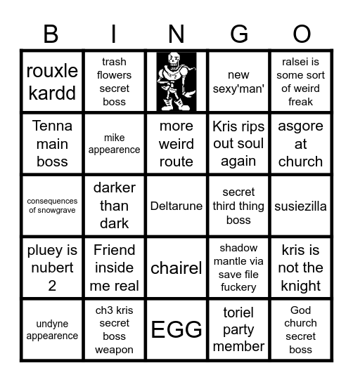 Deltarune 3+4 Bingo Card