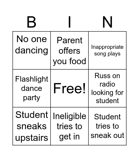 Promotion Party Bingo Card