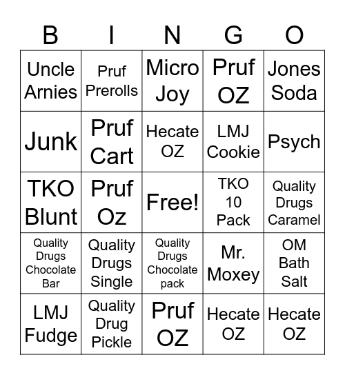 Vertical Sales Bingo Card
