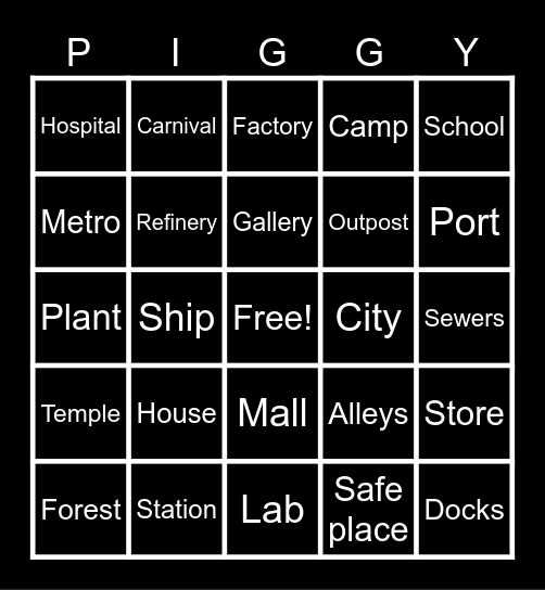 Piggy Bingo Card