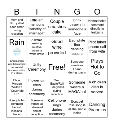 Wedding Bingo Card