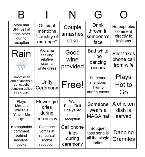 Wedding Bingo Card