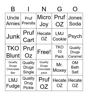 Vertical Sales Bingo Card