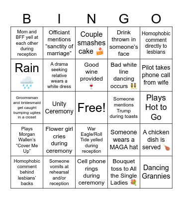 Wedding Bingo Card