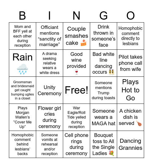 Wedding Bingo Card