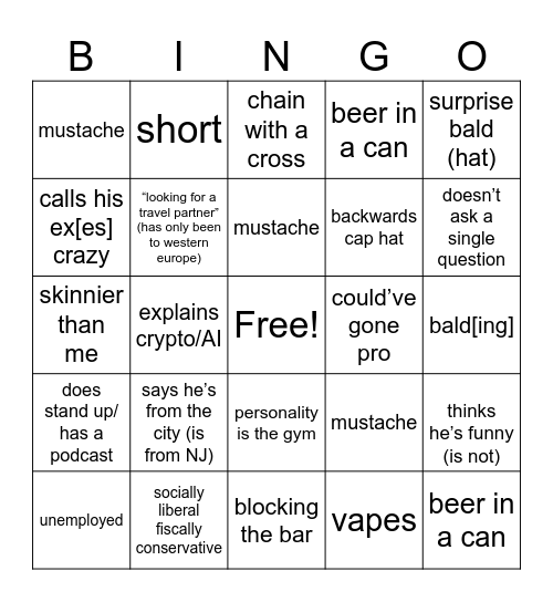 Ryan’s Daughter Bingo Card