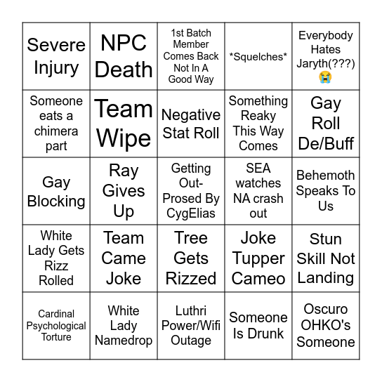 Chapter 3 Bingo Card