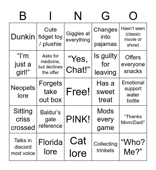 Presley Bingo Card