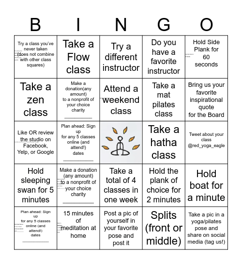 RED YOGA Bingo Card