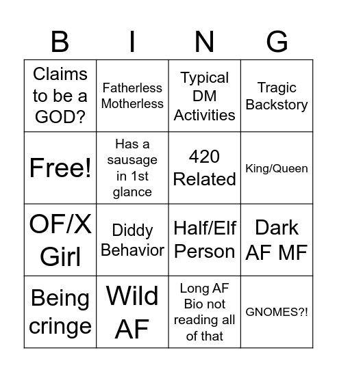 MG Goldshire Bingo Card