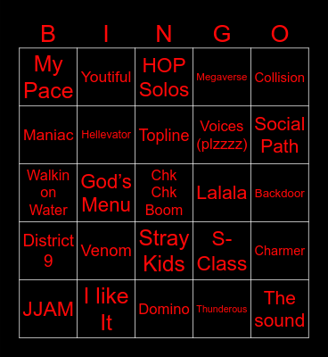 Stray Kids Dominate Setlist Bingo Card