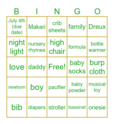 Makari's Safari Bingo Card
